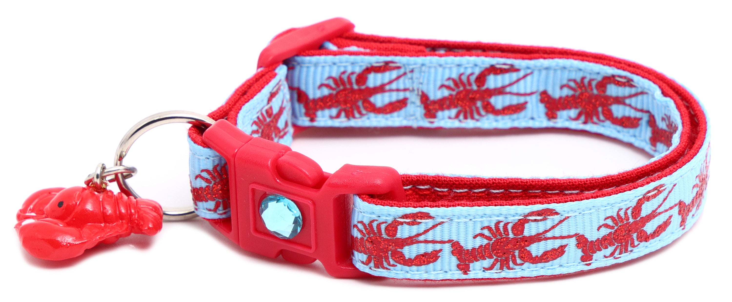 Lobster Breakaway Cat Collar made of reinforced cotton, featuring a breakaway clip and customizable options.